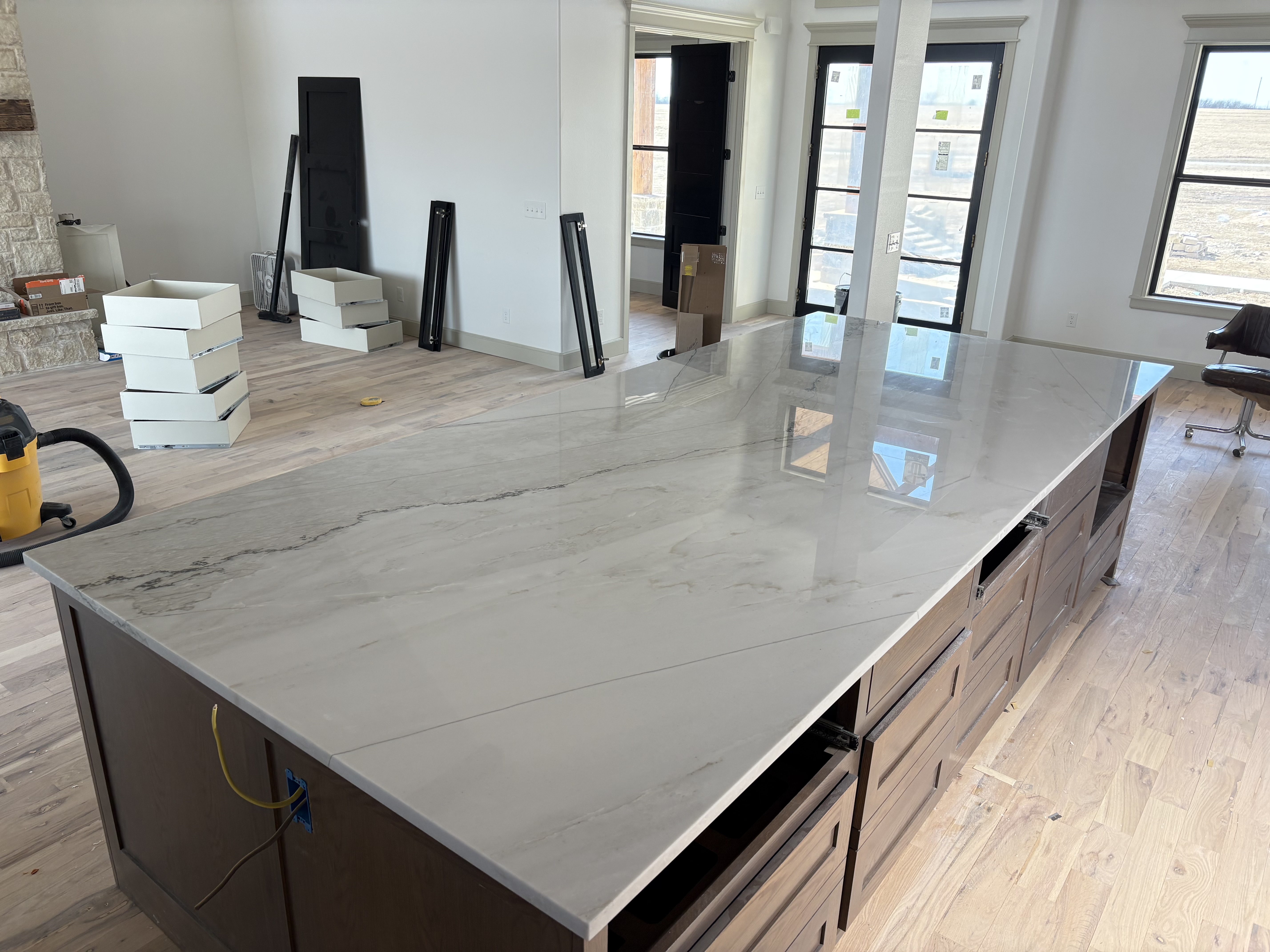 Quartzite kitchen island