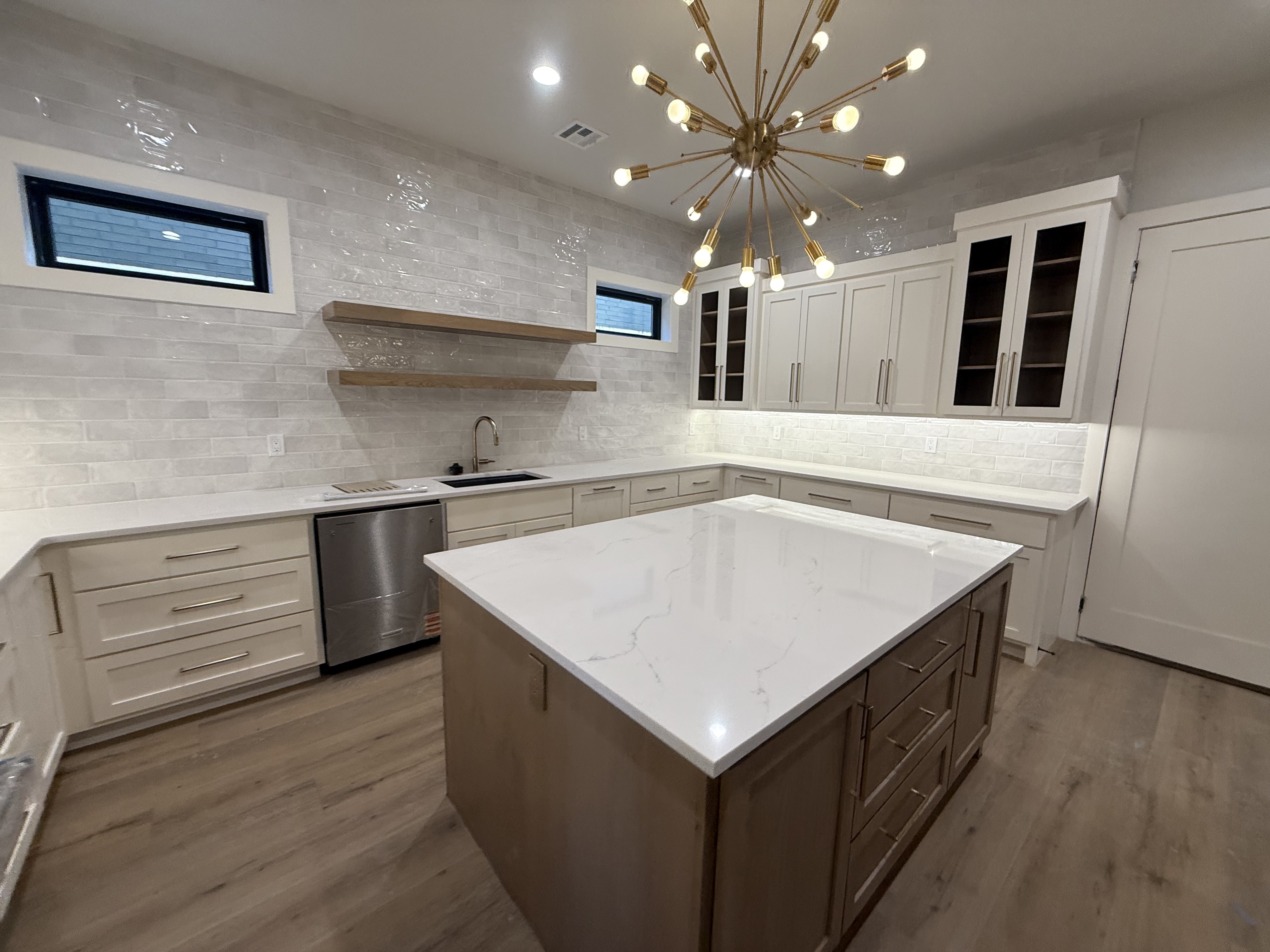 Modern white kitchen island