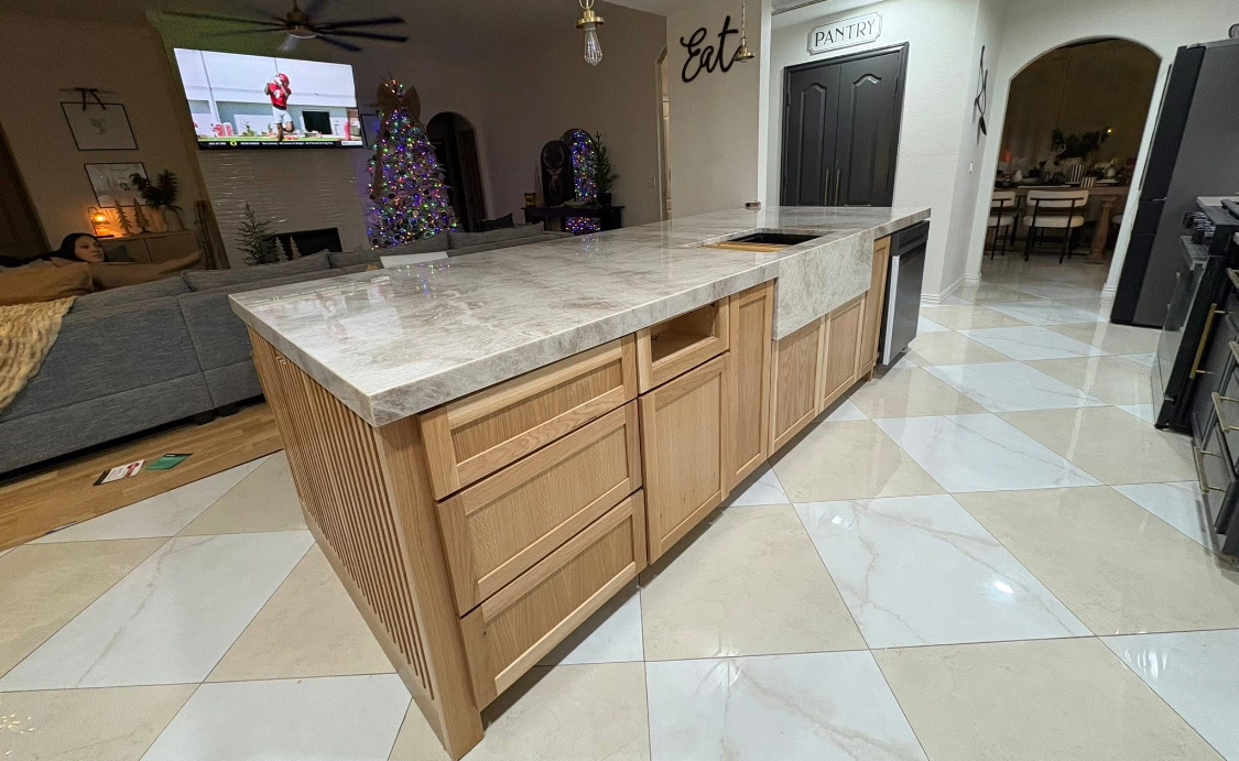 Kitchen island marble top