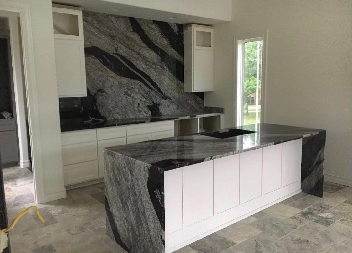 Granite island with feature wall